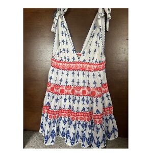 FARM Rio White, Red, and Blue Mini Dress